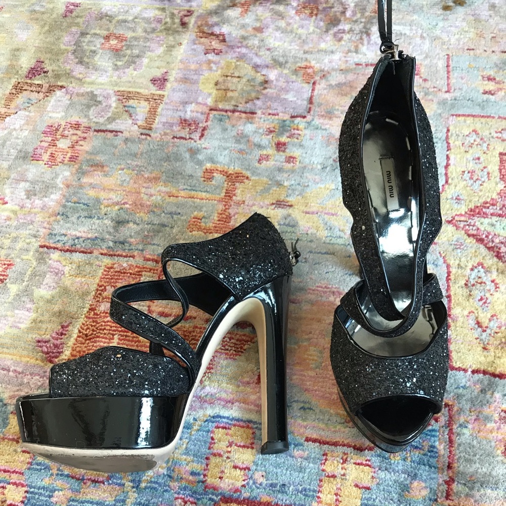 Miu Miu platform glitter shoes